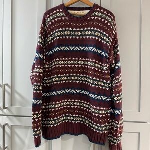 Vintage Scotland Yard Boathouse Burgundy Navy White Cotton Crewneck Sweater Med